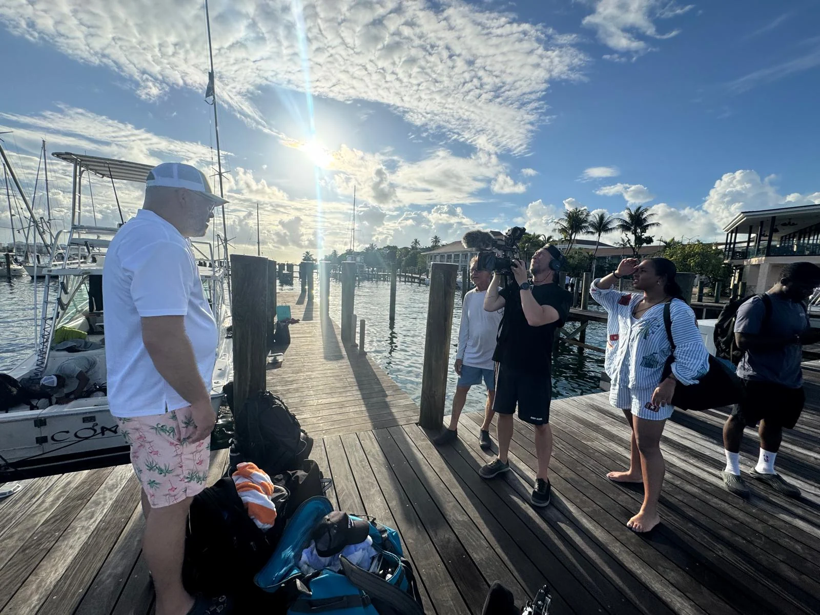 Chris Atkins filming the Wreckwatch pirate expedition in The Bahamas